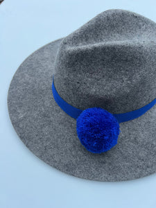 Cobalt Pom Feather Fedora