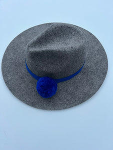 Cobalt Pom Feather Fedora